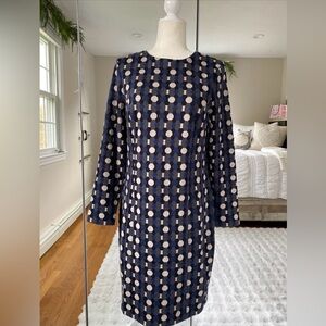 Boden Priscilla Jacquard Dress US 10 Geometric Gray Navy Taupe Black